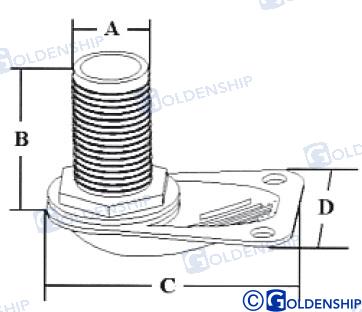 Toma Agua C/pasacasc. 1-1/4" Inox Goldenship