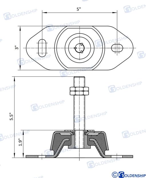 Soporte Antivibratorio C/tornillo 3/4 - Goldenship