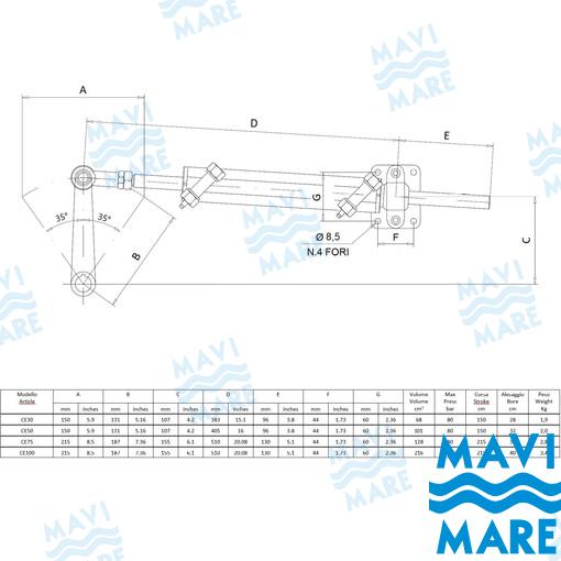 Cilindro Dir. Hidraulica GS41061 Mavi Mare