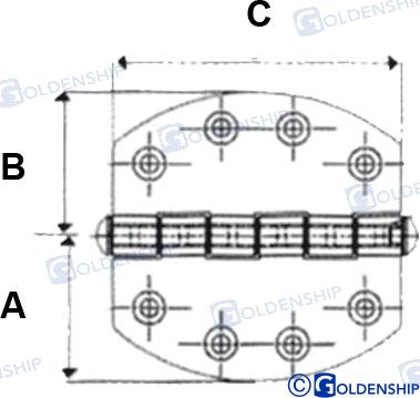 Bisagra Inox Oval 102X102 Goldenship