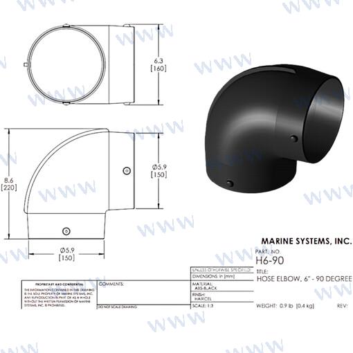Codo Manguera 6" 90 Grados MSI