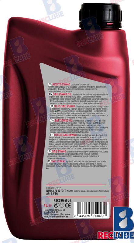 Aceite Marino 25W40 Mezcla SINT.4T 1L (6 Mercruiser