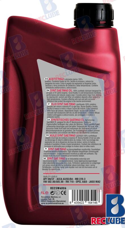 Aceite Marino 5W-40 100% Sintetico 1L X6 Yanmar