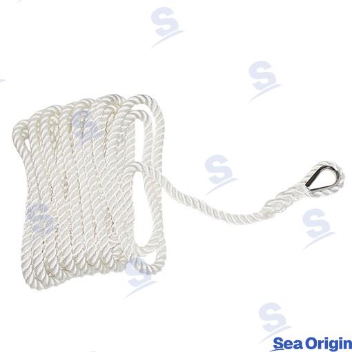Cabo 3 Cordones Trenz. Ø16MM 8M Blanco Sea Origin