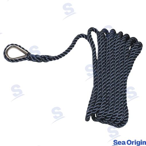 Cabo 3 Cordones Trenz. Ø12MM 9M Azul Sea Origin
