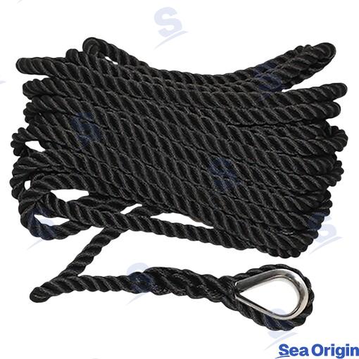 Cabo 3 Cordones Trenz. Ø14MM 8M Negro Sea Origin