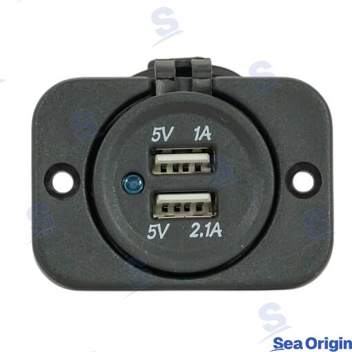 Toma Doble Usb Tipo A Negra Sea Origin