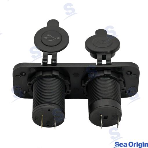 Toma Doble Usb A + Mechero Negra Sea Origin