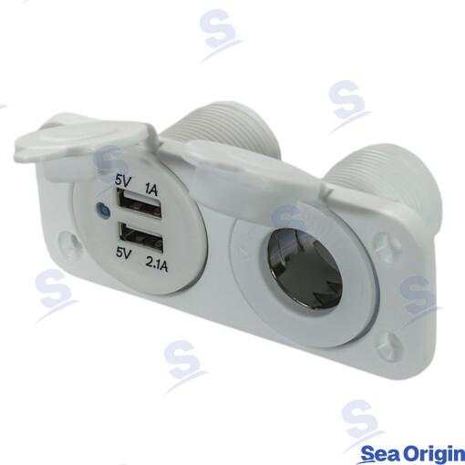 Toma Doble Usb A + Mechero Blanca Sea Origin