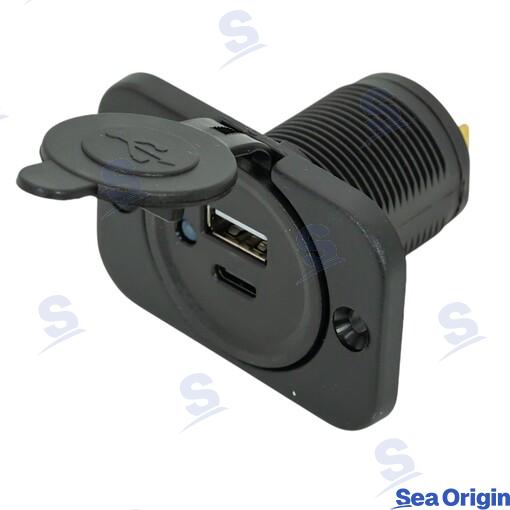Toma Empotrable Doble Usb + Tipo C Sea Origin (Ref. SEA60106B)