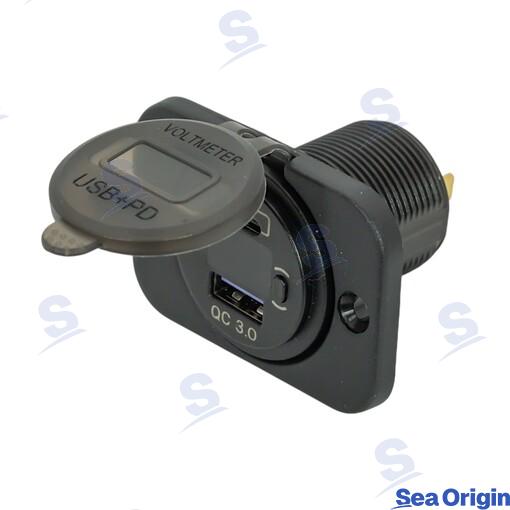 Toma Usb C/a Voltímetro Incorp Negra Sea Origin