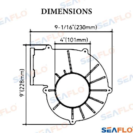 Ventilador 12V, 250(CFM), 15A Seaflo (Ref. SFBB125005)