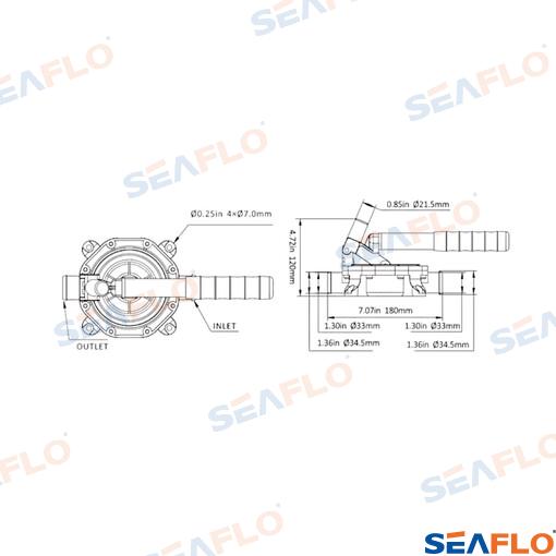 Diafragma Bomba Manual 720 Gph Alu Seaflo