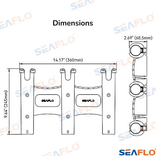 Soporte Portacañas Blanco Triple Seaflo (Ref. SFRH04032W)