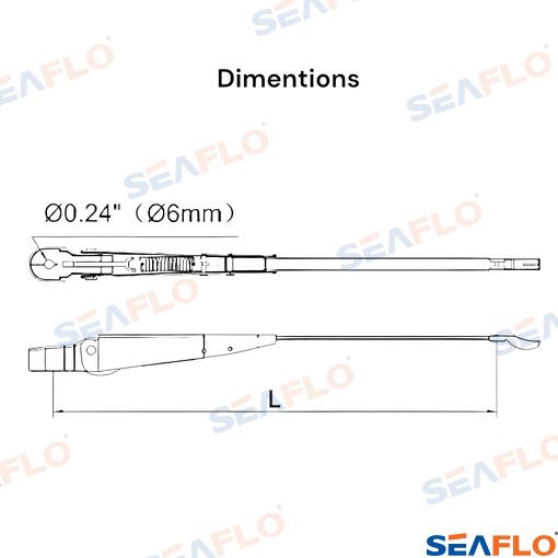 Brazo Limpiaparabrisas 255-330mm Seaflo