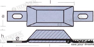 Anodo Lingote C/inserto Zinc 0,25KG Tecnoseal