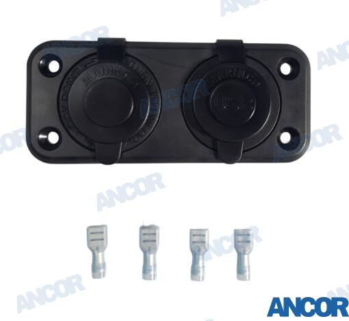 Base 12V Dual Usb And Socket Ancor
