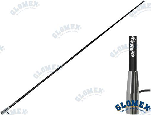 Antena Am/fm 1,5M Negra Rosca Cromada Glomex