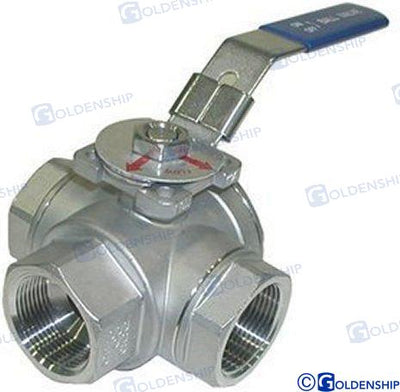 Valvula 3 Vias Inox 1/2" Goldenship