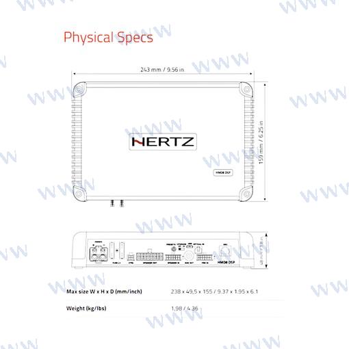 Hertz HMD8 Dsp 8CH Ampli + Dsp 8x150W
