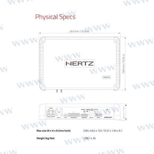 Hertz HMD8 Dsp 24V 8CH Ampli + Dsp 8x150
