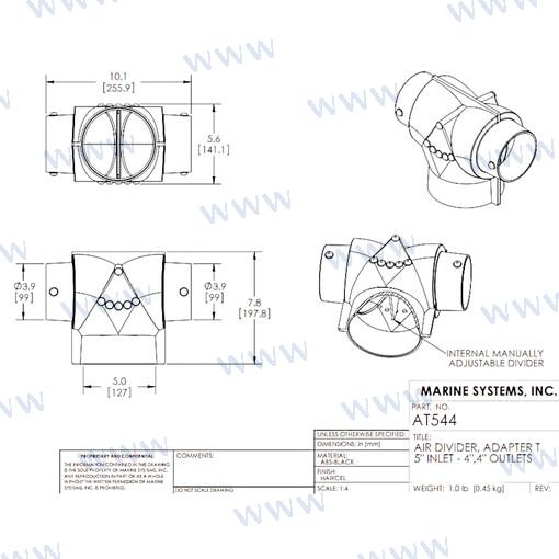 Adaptador T Entrada 5" Salidas 4" MSI