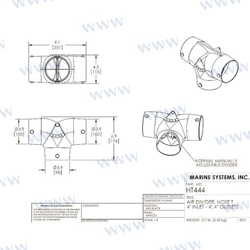 T Para Mang. Entrada 4" Salidas 4" MSI