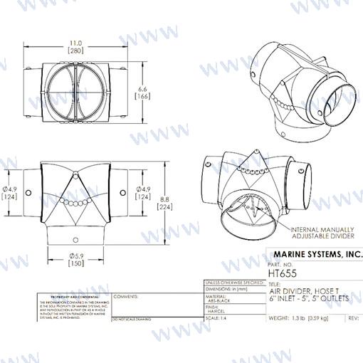 T Para Mang. Entrada 6" Salidas 5" MSI
