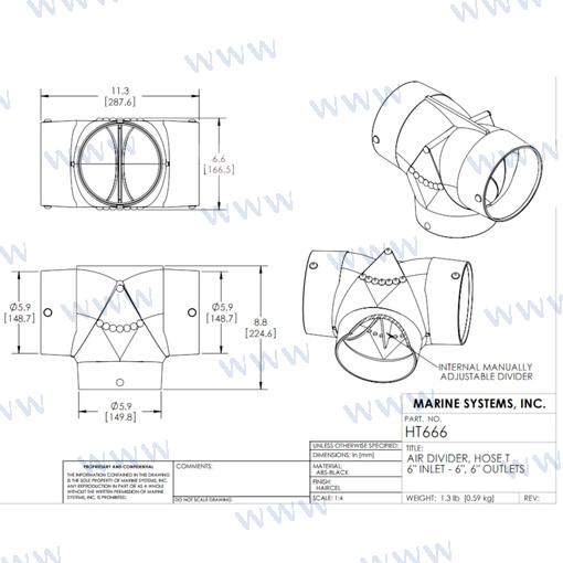 T Para Mang. Entrada 6" Salidas 6" MSI