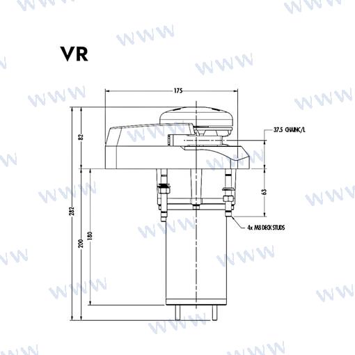 Molinete Muir V900 12V 8MM (5/16")+ Rm Quick