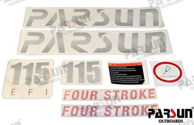 Full Set Of F115 Stickers, Top Cowling Parsun