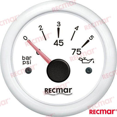 Indicador Presion Aceite 10-184º 0/5 Bar Recmar (Ref. RECKY15300)