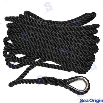 Cabo 3 Cordones Trenz. Ø12MM 6M Negro Sea Origin