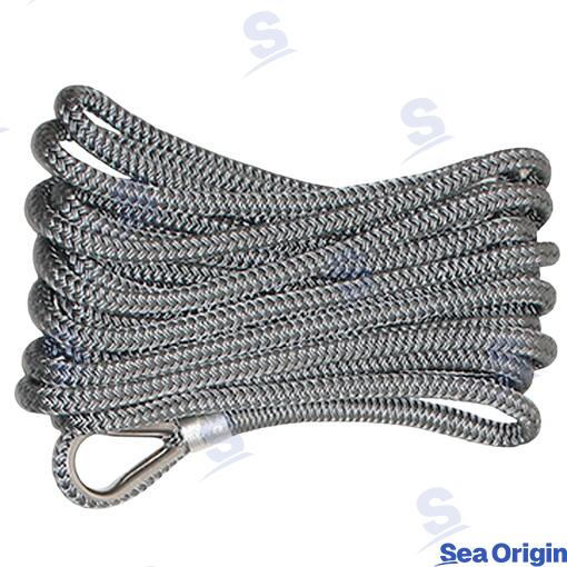 Cabo Trenzado Con Gaza Ø14MM 9M Gris Sea Origin