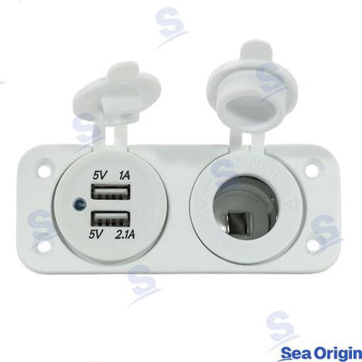 Toma Doble Usb A + Mechero Blanca Sea Origin