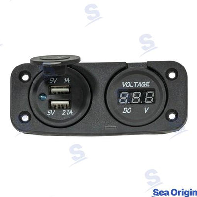 Toma Doble Usb A + Voltímetro Negra Sea Origin
