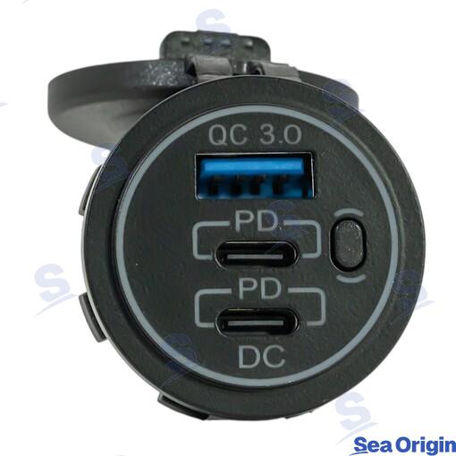 Toma Doble Usb C+usb A Retroiluminada Sea Origin