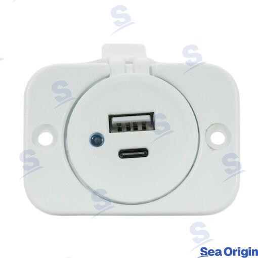 Toma Empotrable Doble Usb + Tipo C Sea Origin (Ref. SEA60106W)