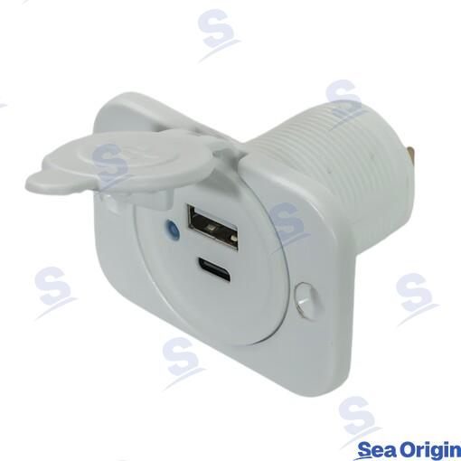 Toma Empotrable Doble Usb + Tipo C Sea Origin (Ref. SEA60106W)