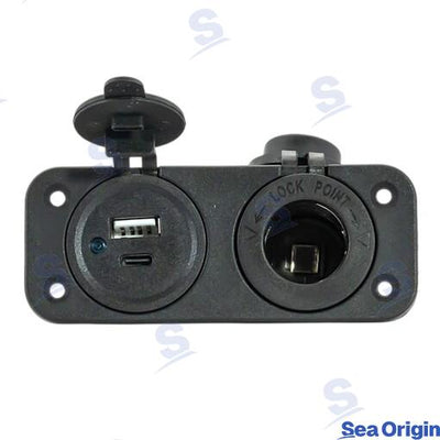 Toma Usb C+usb A Y Mechero Negra Sea Origin
