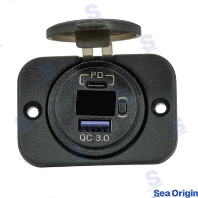Toma Usb C/a Voltímetro Incorp Negra Sea Origin