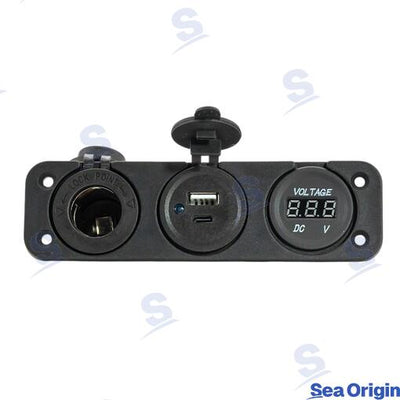 Toma Usb C/a + Mechero + Voltímetro Sea Origin