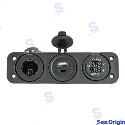 Toma Usb C/a + Mechero + Multímetro Sea Origin