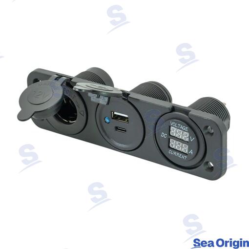 Toma Usb C/a + Mechero + Multímetro Sea Origin