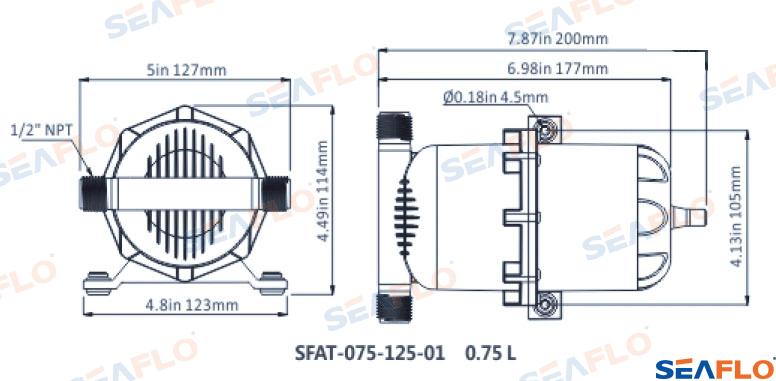 Acumulador De Presion 0,75 L Seaflo