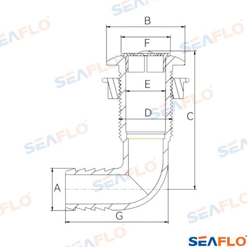 Pasacascos 90º Rejilla 1 1/2" Seaflo