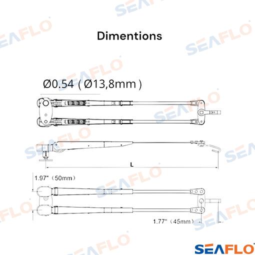 Brazo Limpiaparabrisas 480-610mm Seaflo (Ref. SFWA161003)
