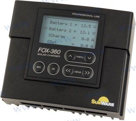 Controlador De Carga FOX-360 20A Lcd 12/ Sunware