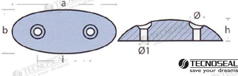 Anodo Oval Zinc 117X43MM Tecnoseal