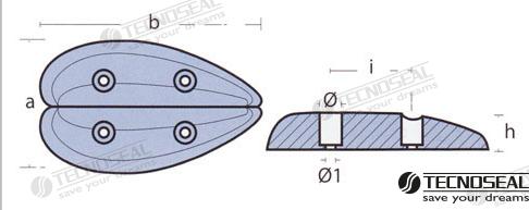 Anodo Oval Doble Zinc 66X116MM Tecnoseal